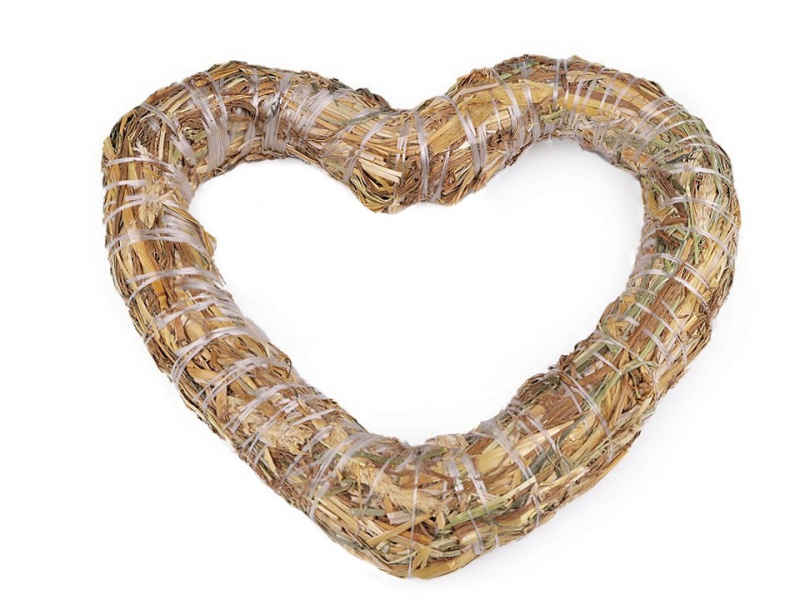 Slamené srdce 25cm