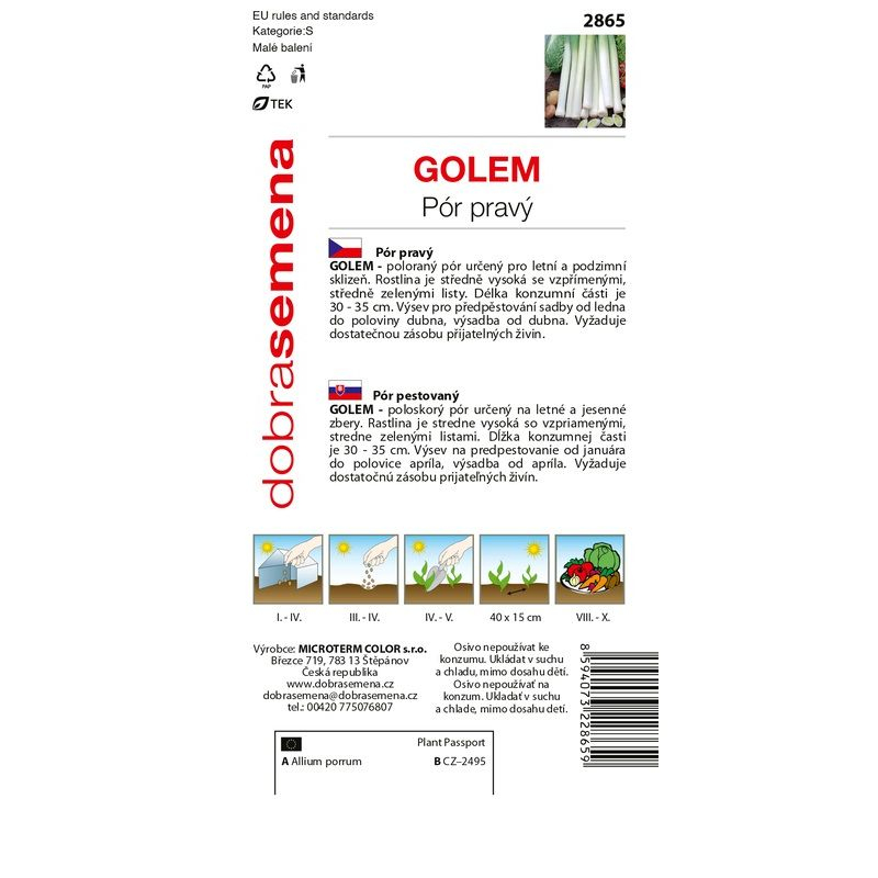 Dobrá semena Pór pestovaný ´Golem´