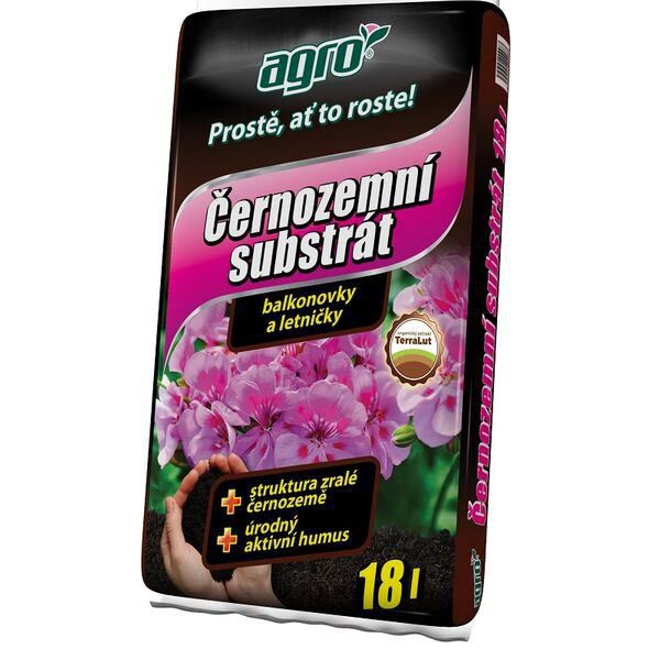 AGRO Substrát černozemný na balkónové kvety a letničky 18l