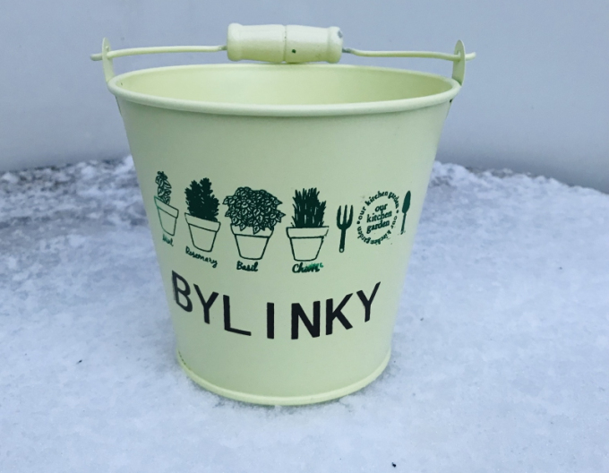 Obal  kovový žltý bylinky