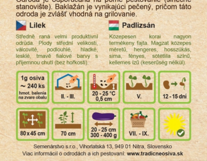 Semenárstvo Baklažán (Ľuľok baklažánový) ´Lagada´