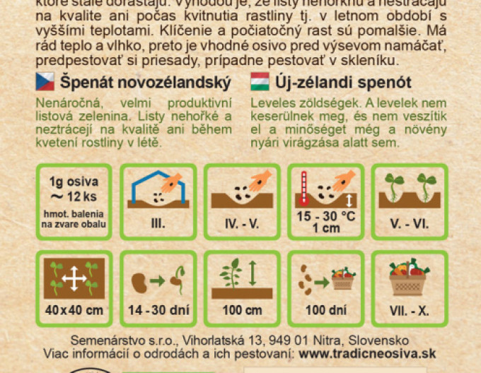 Semenárstvo Špenát novozélandský