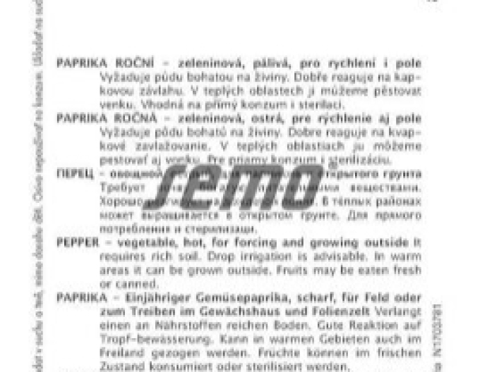 Semo Paprika ročná ´Dráky F1´