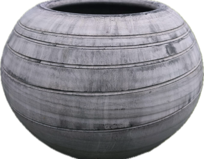 Kvetináč hlinený sivý ´Guľa L´