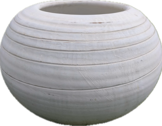 Kvetináč hlinený biely ´Guľa M´