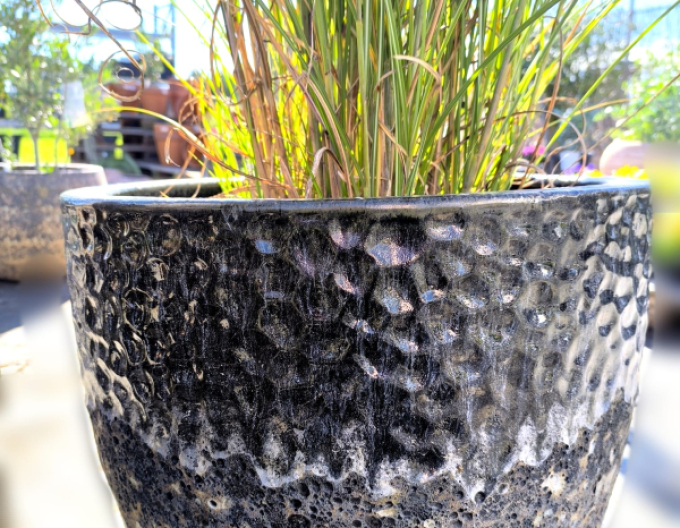 Kvetináč keramický M - čierny dekor